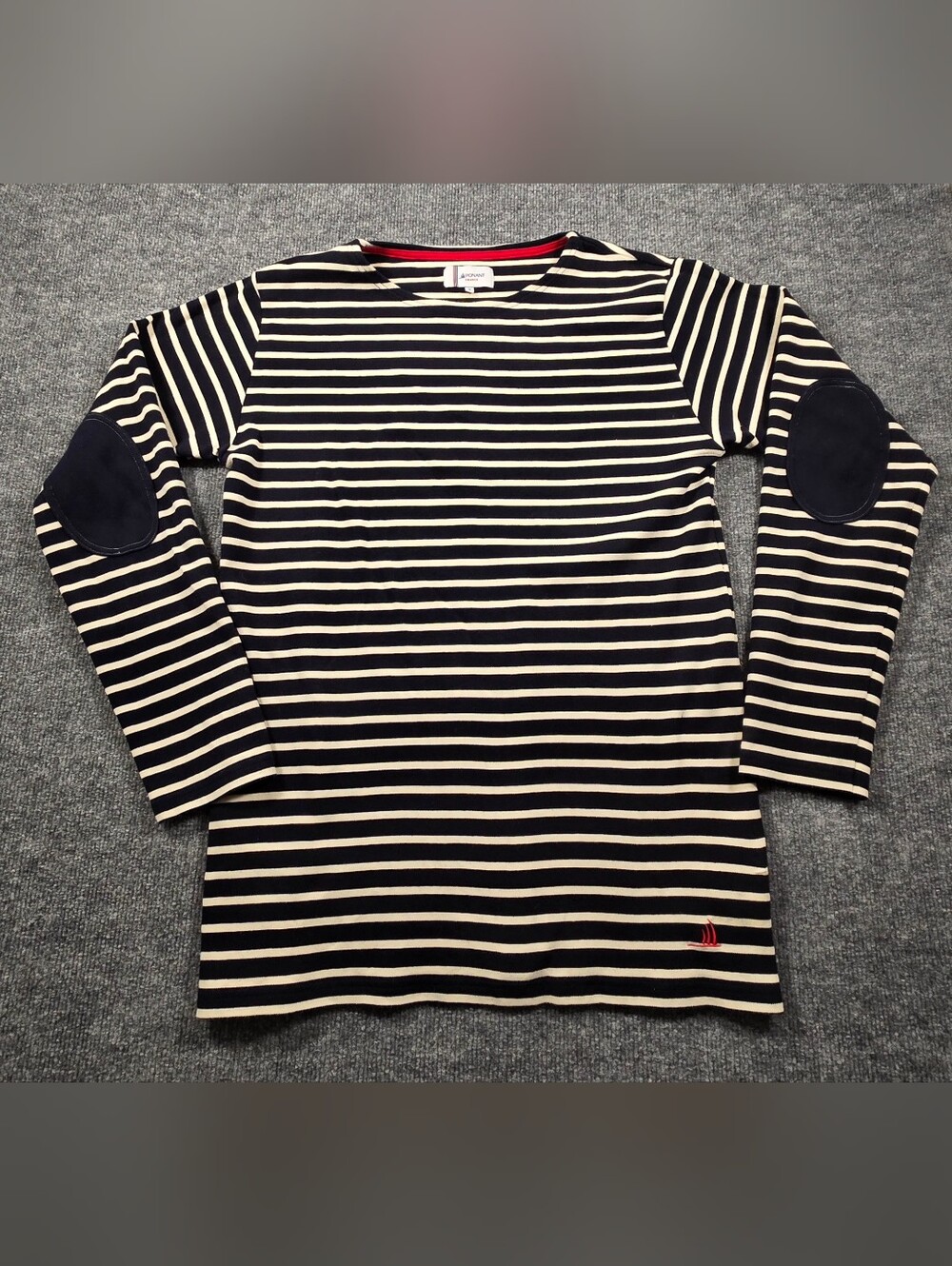 Ponant France Breton Striped Sailor Longsleeve Shirt Elbow Patches Size M/L